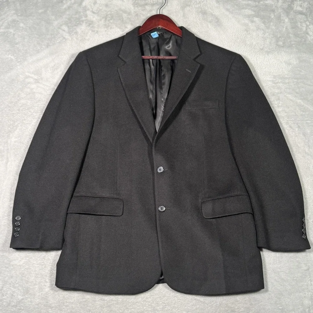 Jos A Bank Blazer Mens 43R Black Camel Hair‎ Two Button Sport Coat Classic Fit